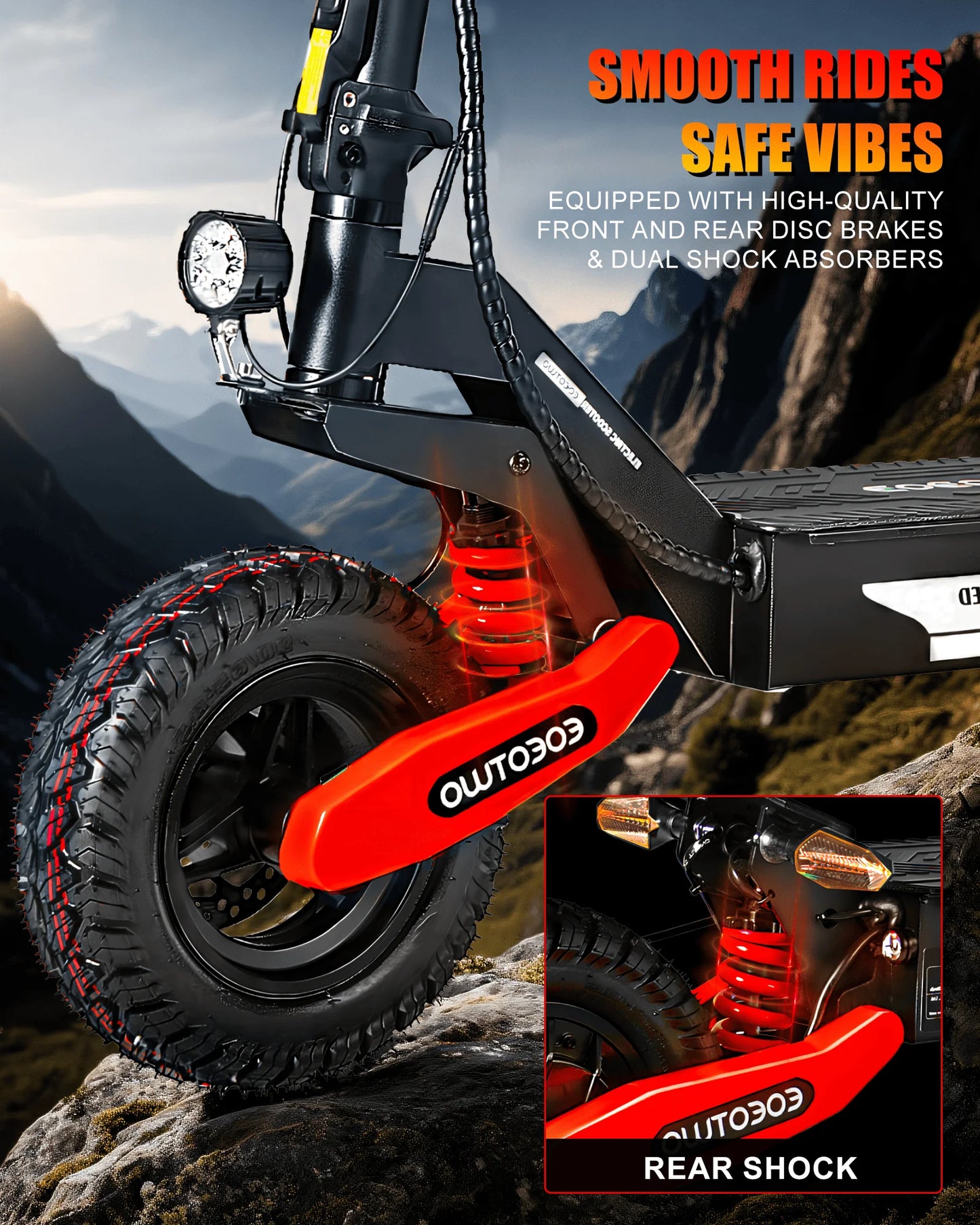 Electric Scooter,1200W Motor,MAX 40/20Miles Range&28mph Top Speed,11'' Off Road Tires,Dual Brake&Dual Suspension E-Scooter Adult