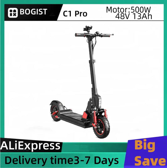 BOGIST C1 PRO Adult Electric Scooter 500W Motor 48V15Ah Battery Foldable Electric Scooter 10 Inch Tire Off-Road Electric Scooter
