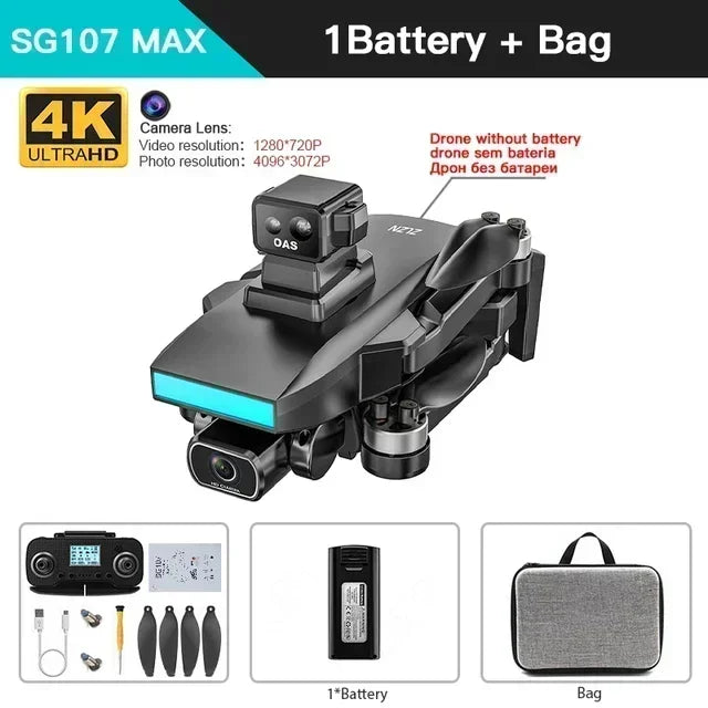 ZLL SG107 MAX RC Drone Professional 4K HD Camera GPS Intelligent UAV 5G Obstacle Avoidance WIFI Optical Flow Mode Brushles Motor