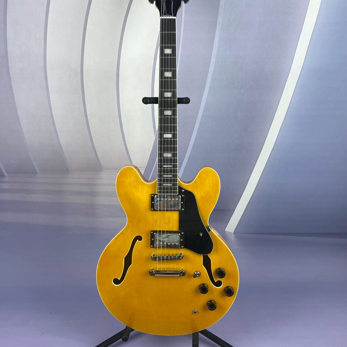 Shipped from the USA Semi-Hollow Body Yellow Electric Guitar Fixed Bridge