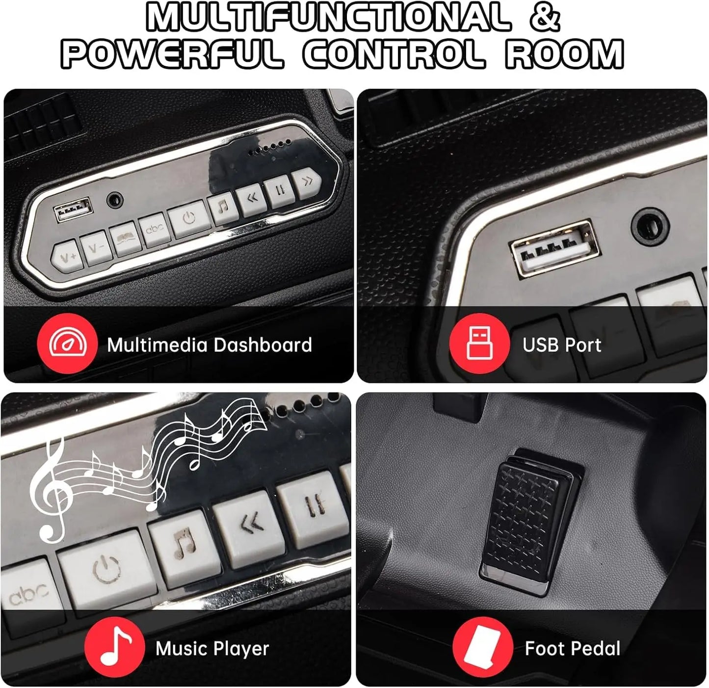 12v Ride on Car SUV,Electric Vehicle with Remote Control, Dual Motor 3-Speed Kids Car with LED Lights & Music for Boys and Girls