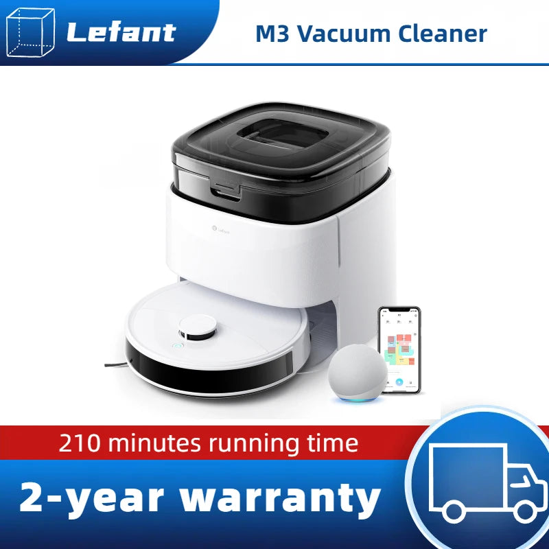 Lefant M3M3L Robot Vacuum, Robot Vacuum and Mop, 12000Pa Suction Anti-Tangle Brushes, Dual Spinning Mop, Auto Mop Washing Drying