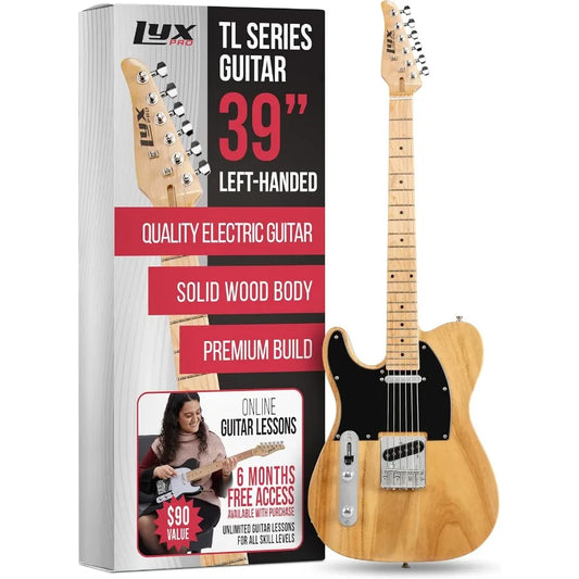 39 Electric Guitar Left Hand TL Series Full-Size Paulownia Wood Body with 3-Ply Pickguard C-Shape Neck Design for Enhanced Play