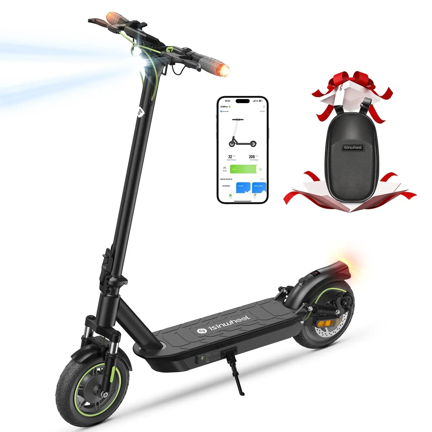 Isinwheel S10 Pro 48V 12.5Ah Battery Foldable Electric Scooter 10" Pneumatic Tires Adult City E-scooter