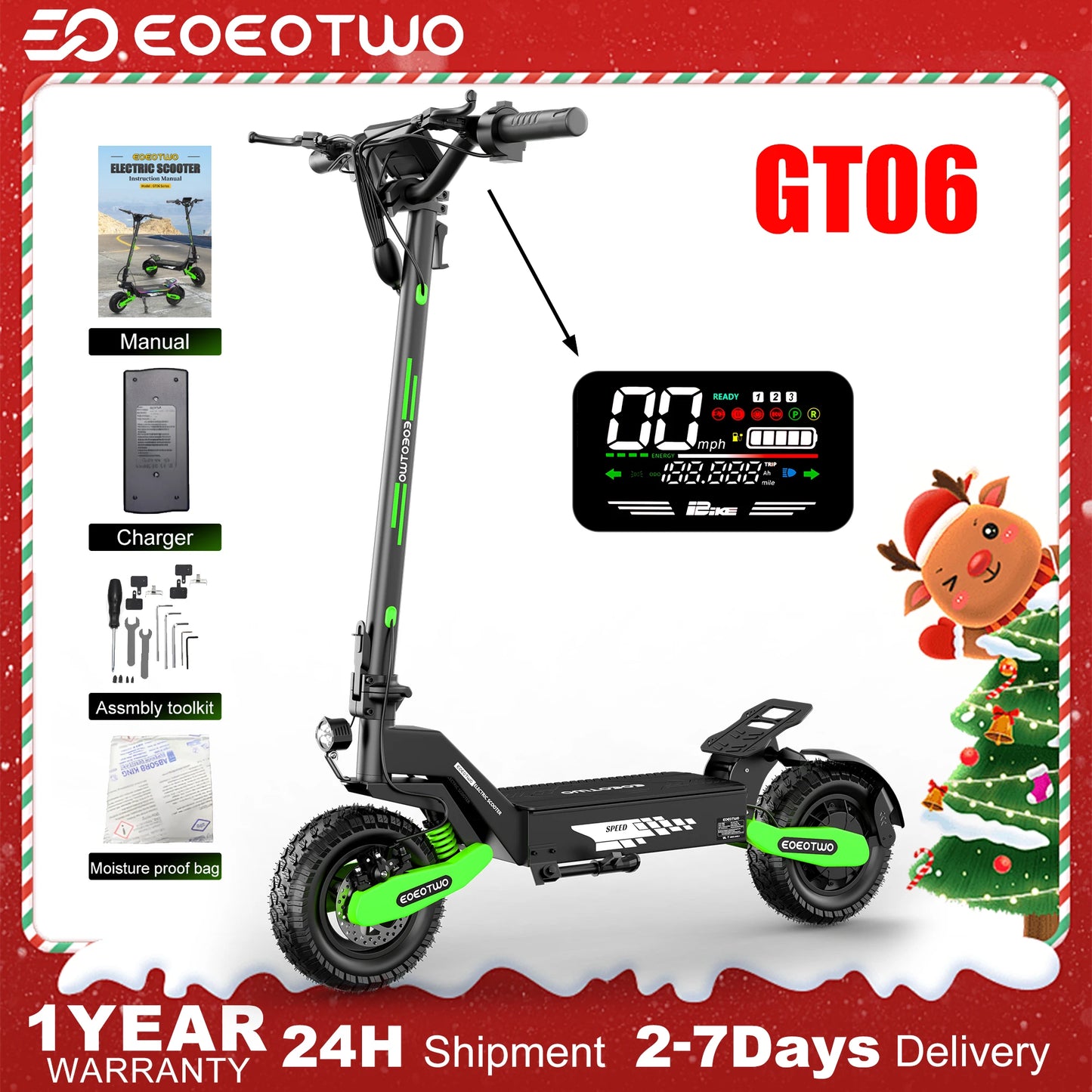 EOEOTWO GT06 Electric Scooter Adults,1200W Motor,E-Scooter 28Mph&40Miles Range,11'' All-Terrain Tire Scooter+1 Year Warranty