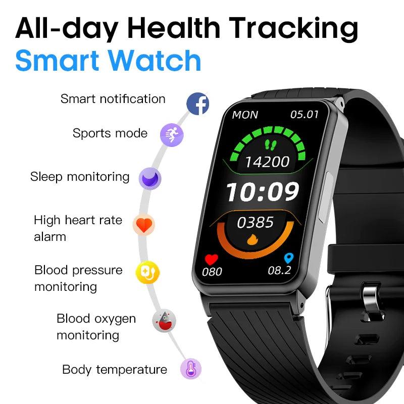 2025 New Smart Watch For Men Women 1.47'' ECG Heart Rate Alert Blood Pressure SpO2 Sleep Monitor Fitness Tracker Sports Watch