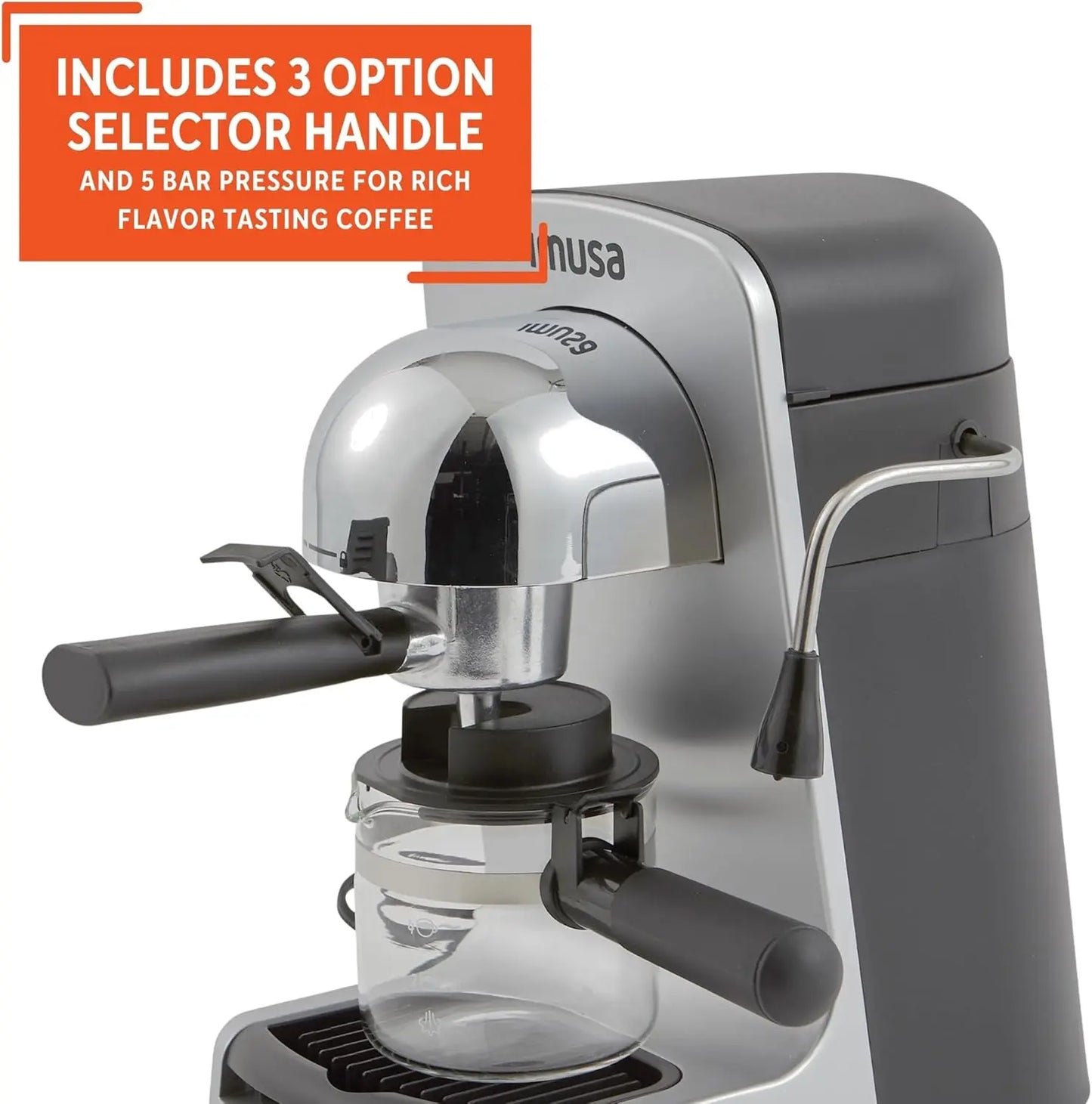 4cup Electric Bistro Espresso Cappuccino Maker, Silver