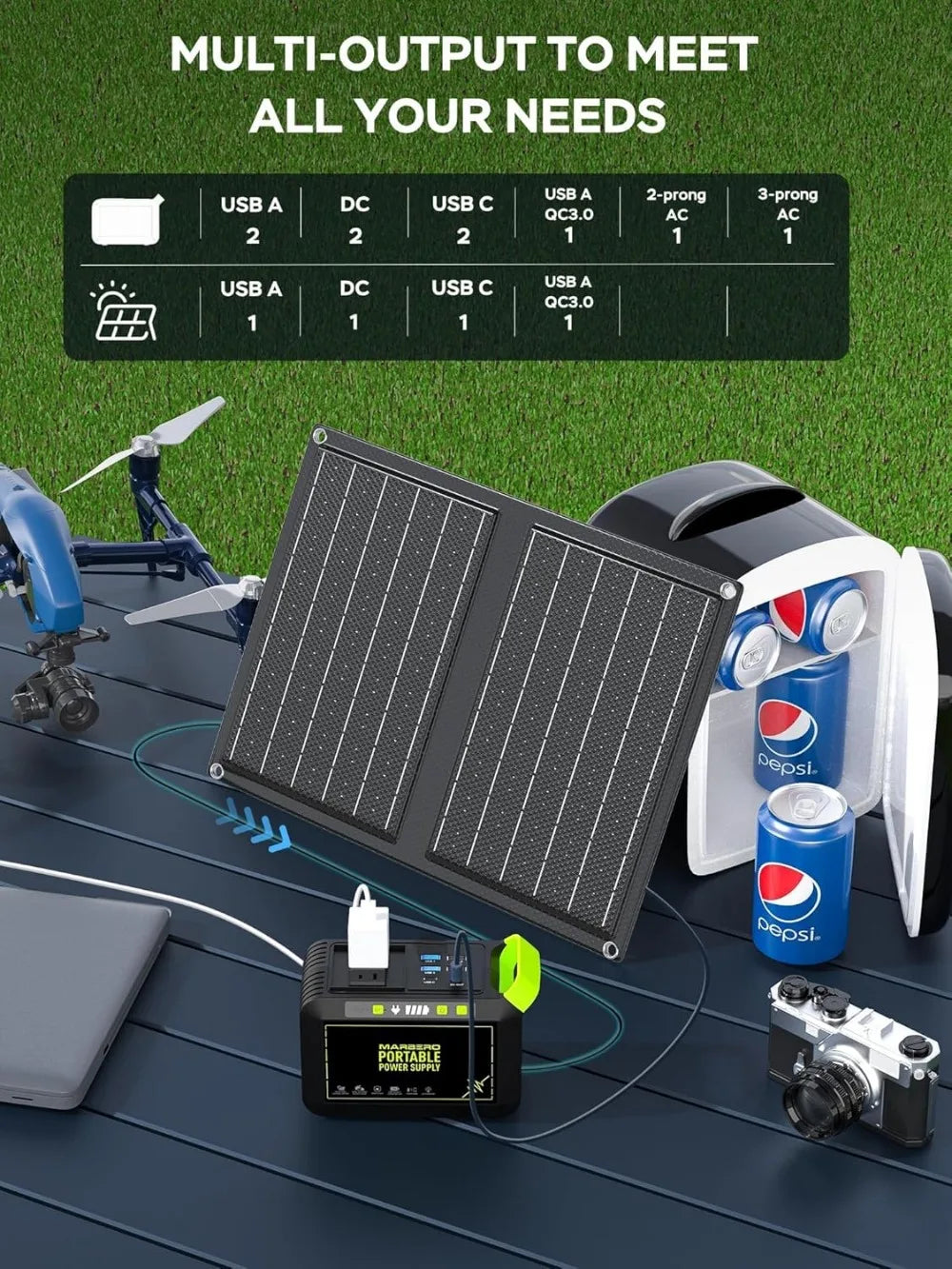 88.8Wh Solar Generator with 21W Panel, Portable Power Station for Camping, Outdoor, Emergency Use