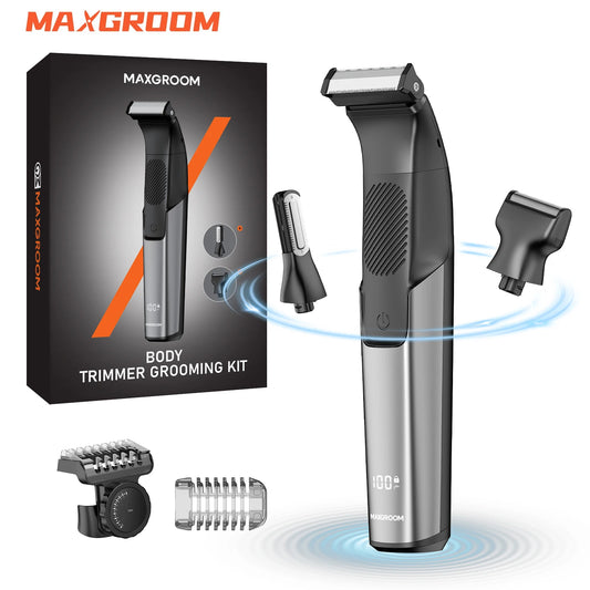 MAXGROOM 3 in 1 Men Bidirectional Body Hair Trimmer Electric Shaver IPX6 Waterproof Double-edged Razor Whole Body Hair Trimmer