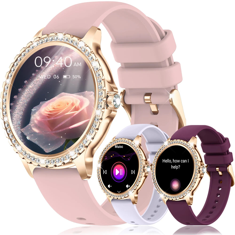 Smart Watch For women - 1.32" Touchscreen Fitness Tracker with Wireless Calls, Music Time Display, Step Counting