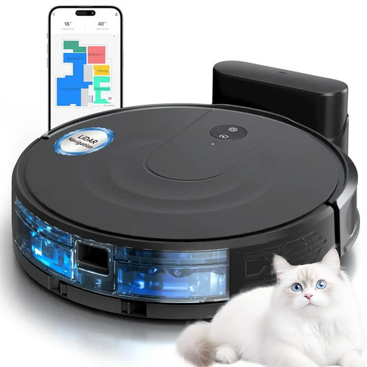 Vacuum and Mop Combo, LiDAR Navigation with Ultra Slim Design, Smart Mapping Robotic Vacuum Cleaner, 9000Pa Suction, Customizabl