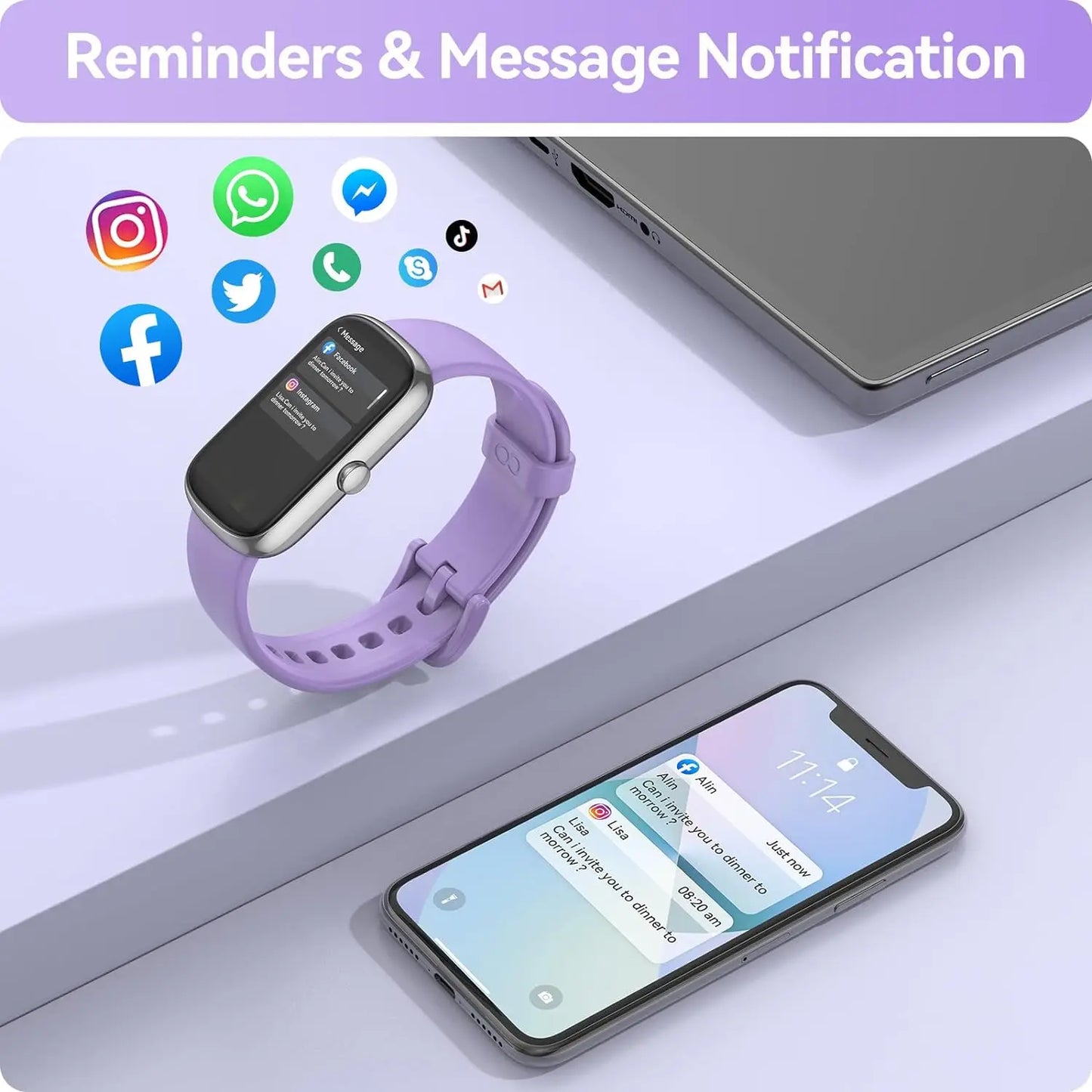 Fitness Tracker with Heart Rate Blood Oxygen Sleep Monitor, IP68 Waterproof Activity & Pedometer, smart Watches for Women Men