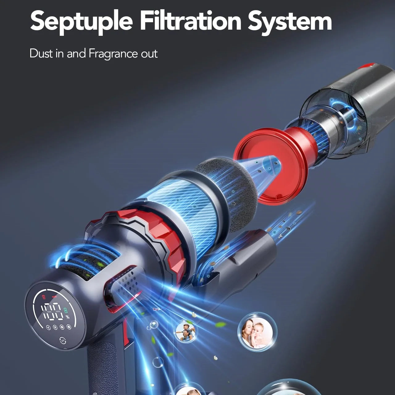 Wireless Handheld Vacuum Cleaner ,45000PA Suction,Smart Dust Sensor,Touch Screen,Portable Stick Cordless Vacuum for Home