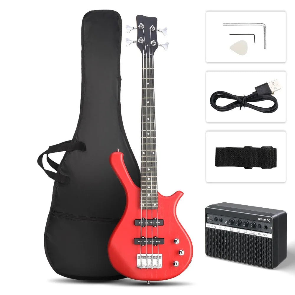 KW101 36in Small Scale Electric Bass Guitar With 10W AMP