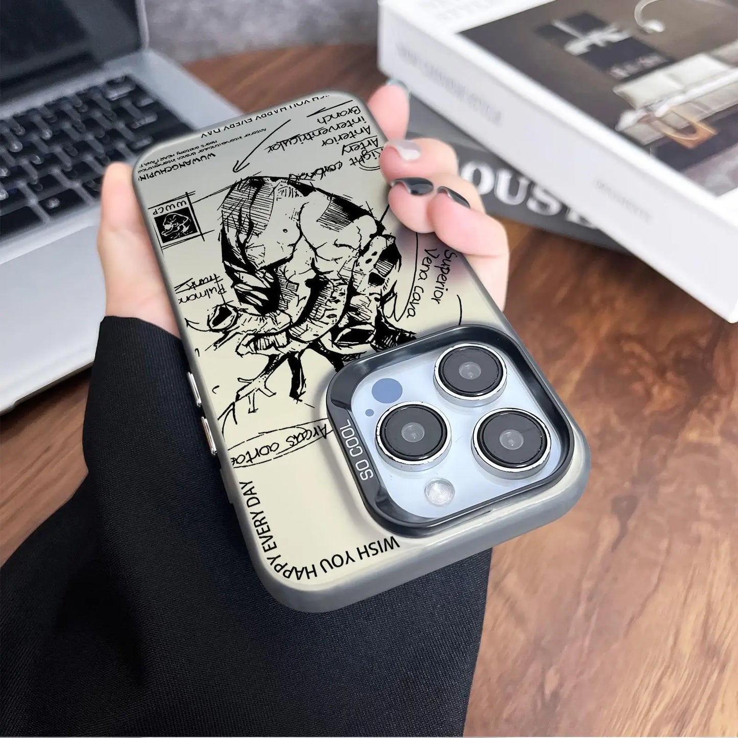 Sketch Heart Pattern Phone Case Protective Cover, Phone Accessory Compatible with IPhone 16 Pro Mone Casesax 15 Pro 14Plus 13 12 11 X/XS