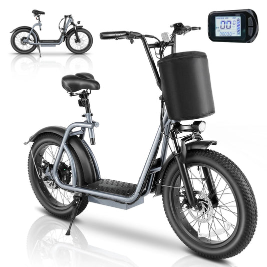 Peak 819W Folding Electric Scooter Adult E-Scooter Up to 30Mile& 20MPH Electric Bicycle For Commuting With Basket AdjustableSeat