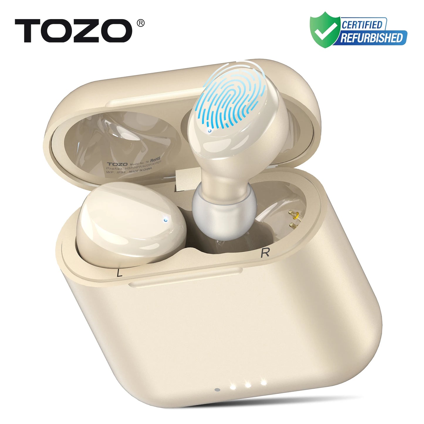 Refurbished TOZO Wireless Bluetooth 5.3 Earphones In Ear TWS Earbuds Headset HiFi Stereo Touch Control Built-in Mic Calls ENC