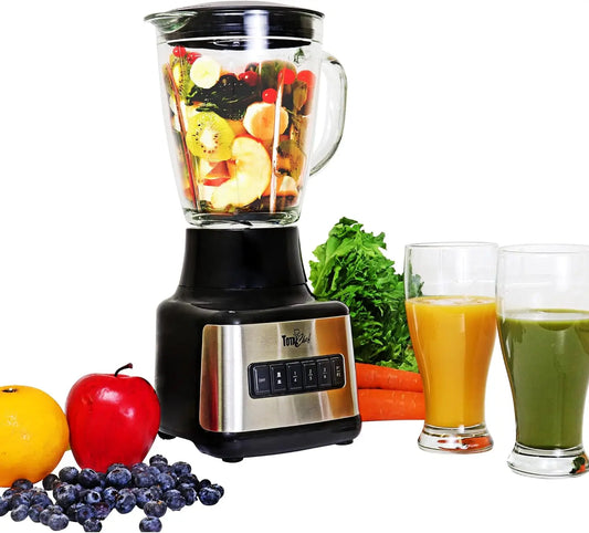 Countertop Blender – Electric Mixer for Smoothies, Ice Crush & Pulse, 6-Speed, Glass Pitcher, Dishwasher-Safe, Black