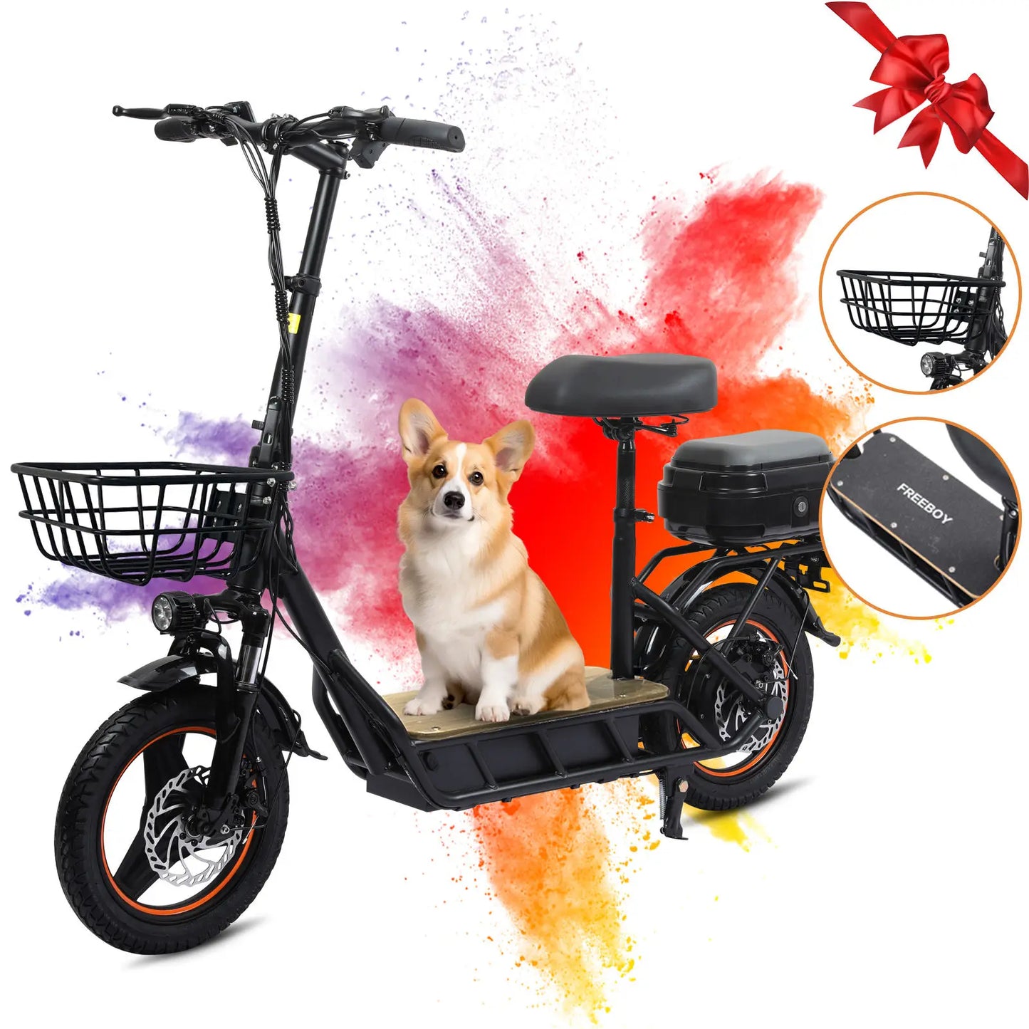 750W Electric Scooter 48V 18AH Battery 14 Inch Tires 40KM Long Range  E-Scooter for Adults with Basket Commuter Scooter