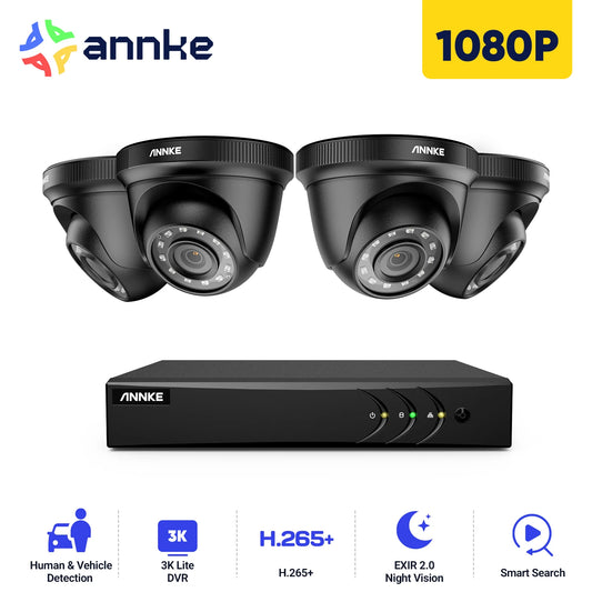 ANNKE 8CH 1080P FHD Video Surveillance System H.265+ 5in1 5MP Lite Recorder 1080P Outdoor Weatherproof Security Camera CCTV Kits
