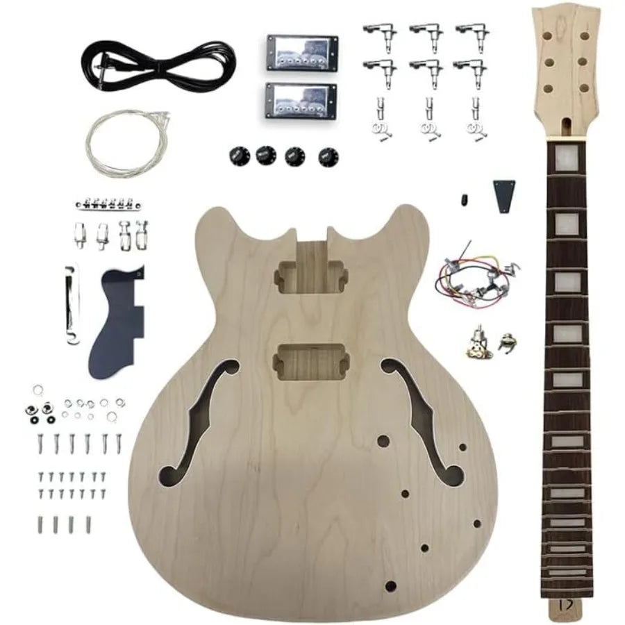 DIY Electric Guitar Kit with Mahogany Body and Neck Rosewood Fretboard 6String Guitar Building Set Featuring All Necessary Comp
