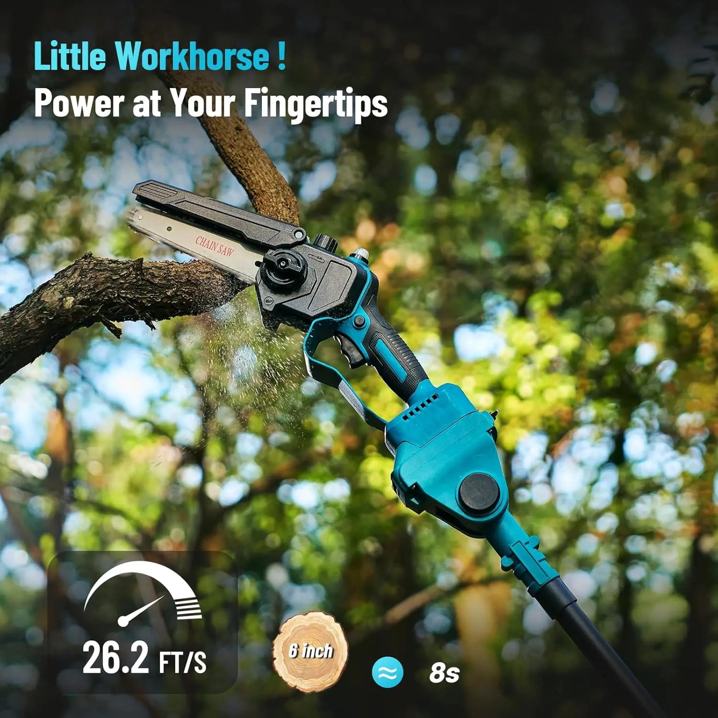 Seesii 6'' Cordless Pole Saw Electric Mini Chainsaw with 2.5m Extension Hedge Trimmer Grass Shears for Makita 18V Battery pin