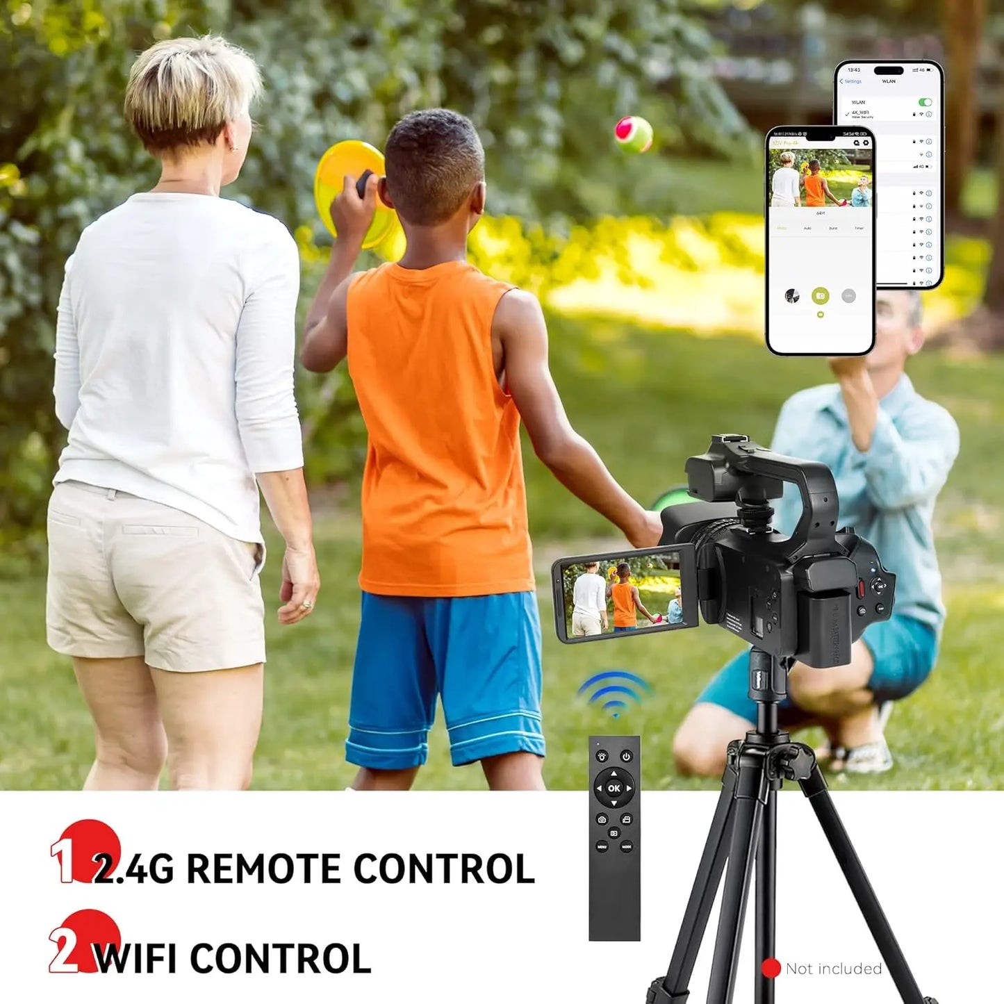 UHD 4k Video Camera Camcorder with 18X Digital Zoom,64MP Digital Camera Recorder,4.0-inch Rotating Touchscreen,64GB SD Card,Micr