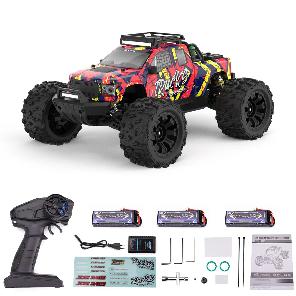 JIUSI PT14R 1/14 RC Racing Car 3S Battery 4WD 80km/h Brushless Motor 2.4G Remote Control 35C High Speed Off-road RC Truck