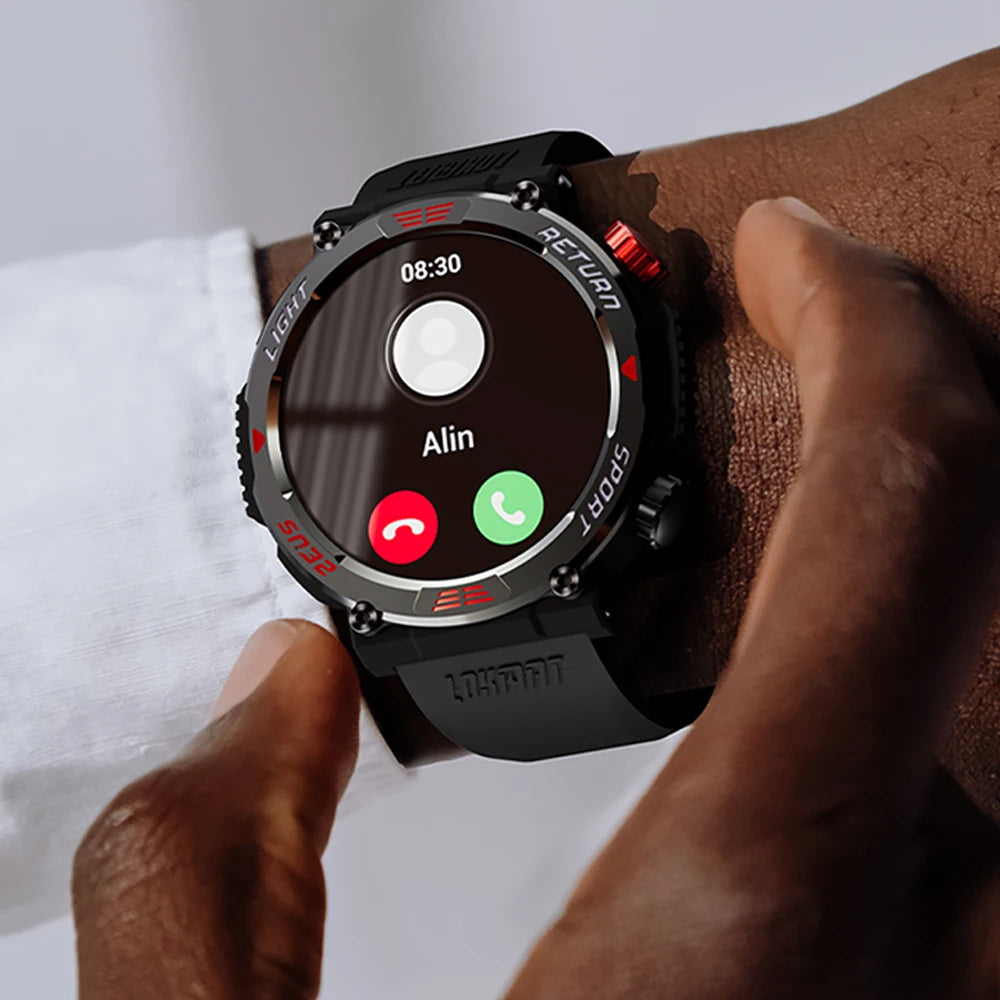 LOKMAT ZEUS 5 PRO Flashlight Smart Watch Bluetooth Calls Watch Waterproof Fitness Tracker Message Push Smartwatches for Phone