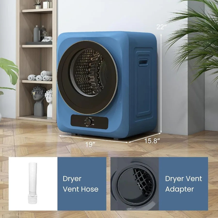 1.5 Cu.Ft Compact Portable Electric Clothes Dryer with Stainless Steel Drum and Simple Control Knob for Efficient Tumble Drying
