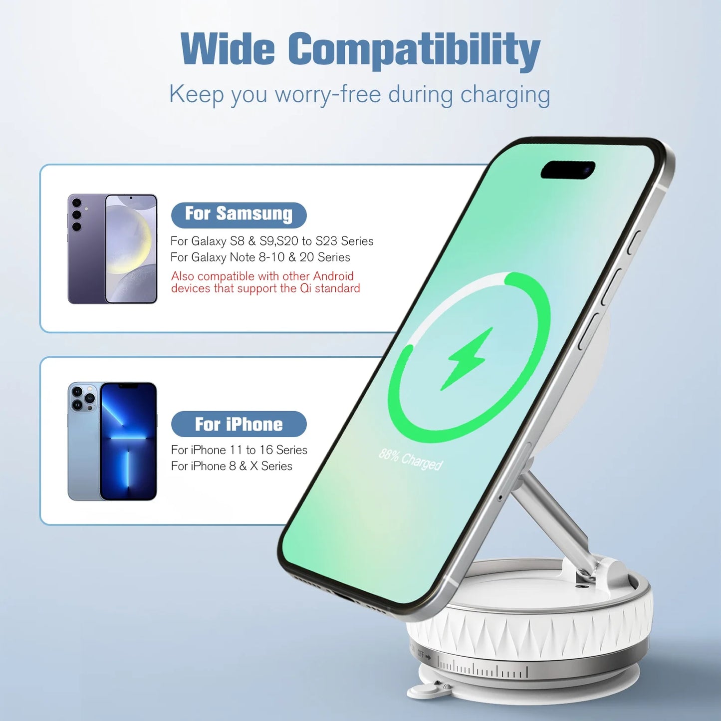 Magnet Wireless Charger Stand Car Phone Charger N55 Strong Magnet 15W Air Vent Fast Charging for iPhone 17 16 15 14 Pro Max