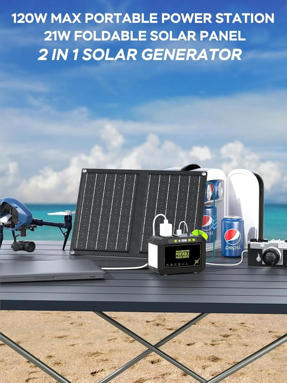88.8Wh Solar Generator with 21W Panel, Portable Power Station for Camping, Outdoor, Emergency Use