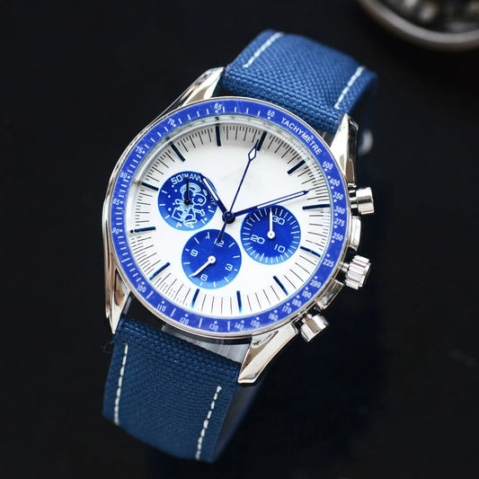 Luxury Genuine Designer Wristwatch Six Hands Three Subdials Fashion Hip Hop Quartz Watch High Quality Sport Chronograph