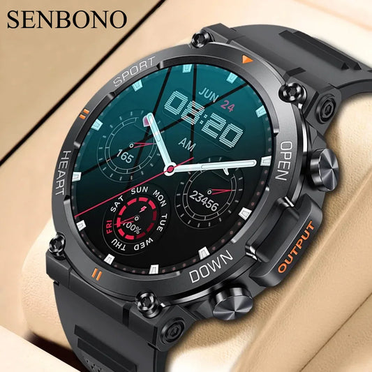 SENBONO Men's Smart Watch  Big Screen Bluetooth Call 400mAh Military Outdoor Sports Fitness Tracker Smartwatch Men Women K56