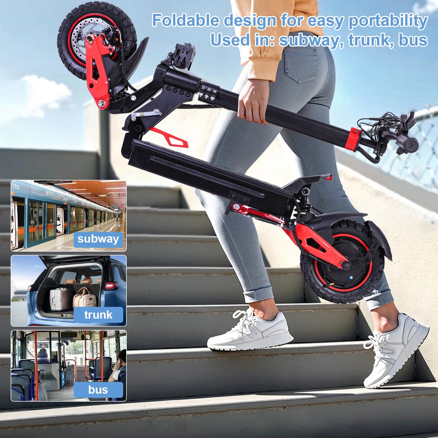 Electric Scooter 1600W Motor 48V18AH Battery E-Scooter Dual Disc Brakes 10inch Off-road Tire Maximum Speed 50KM/H City EScooters