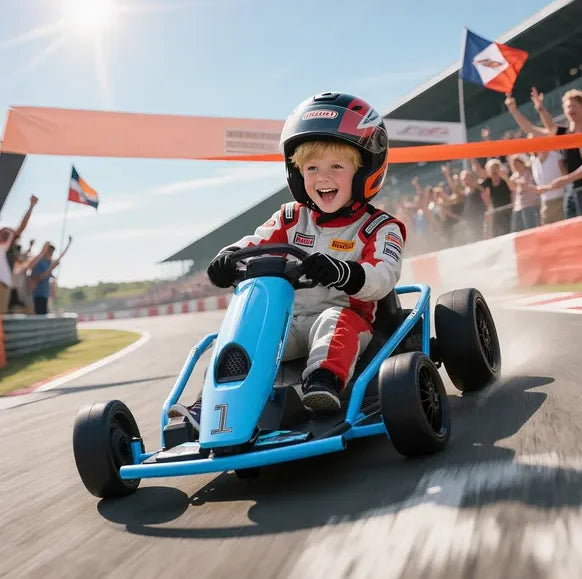 Aosom 24V Electric Go Kart for , Drift Ride-On Racing Go Kart with 2 Speeds, for Boys Girls Aged 8-12 Years Old, Blue