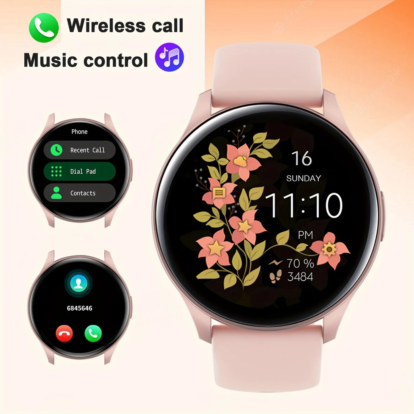 Smartwatch, Wireless Communication/dialing, Multiple Sports Modes, Sports Watch, Change Wallpaper, Fitness Monitoring, Compatibl