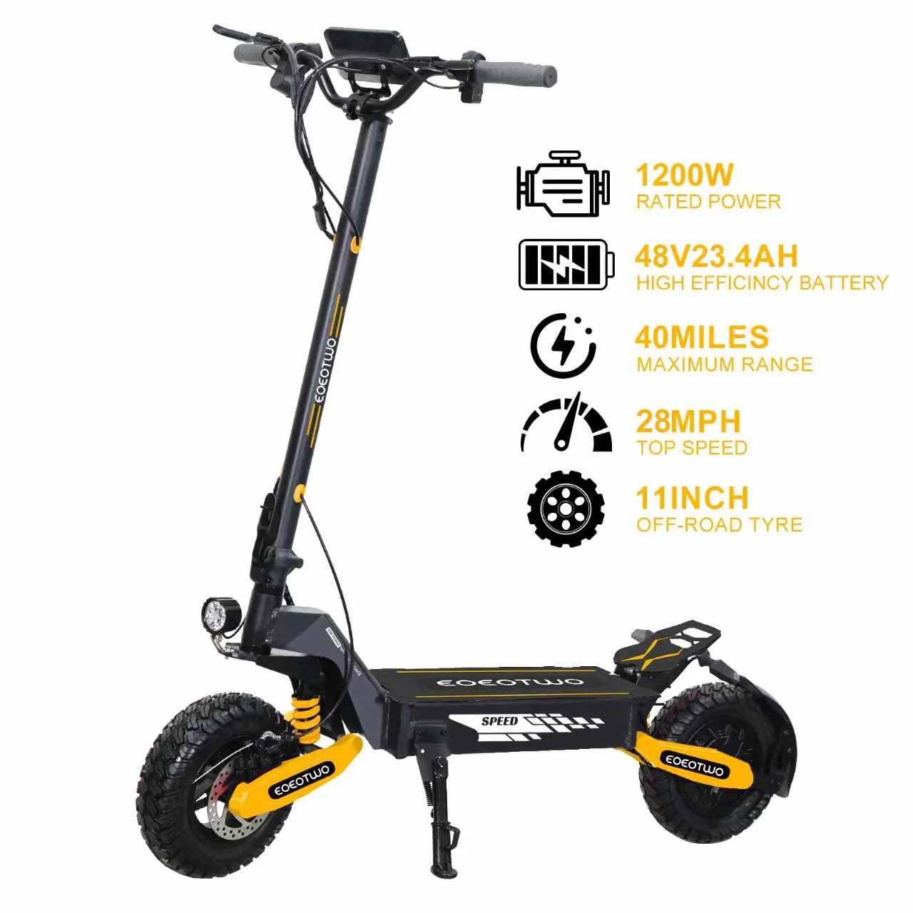EOEOTWO GT06 Electric Scooter Adults,1200W Motor,E-Scooter 28Mph&40Miles Range,11'' All-Terrain Tire Scooter+1 Year Warranty