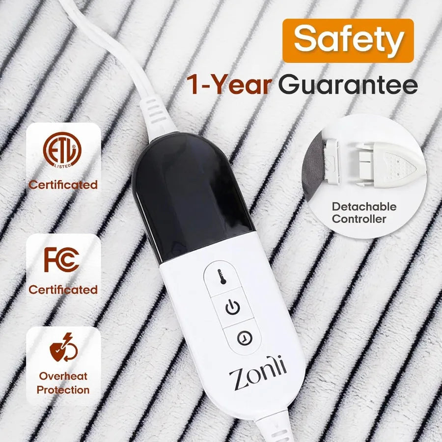 2-in-1 Weighted Heated Blanket for Back Pain Heated Weighted Blankets 60x80 15lbs 6 Heating Levels 1-10H Auto Off Soft Ribbed F