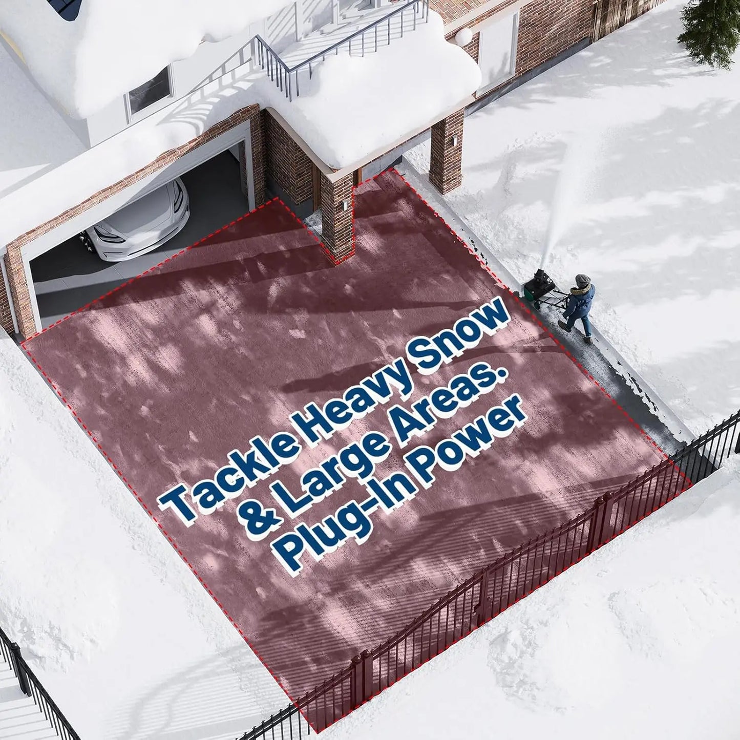 20 Inch Corded Electric Snow Blower with 15-Amp Motor, 25 ft Throw Distance, 180 Degree Rotating Chute, Dual LED Lights,