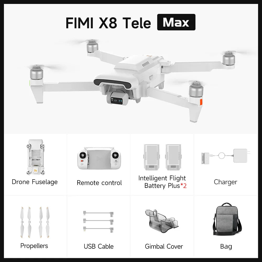 FIMI X8 Tele Max 2025 New Beyond Vision with Wide-Angle And Tele Camera 30x Hybrid Zoom 4K 60Fps 3-Axis Gimbal Super Night