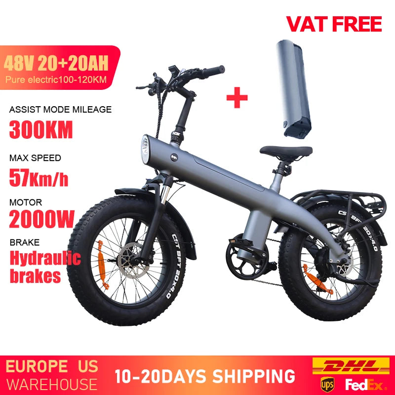 HX Q3 e bike 2000W electric bike 48V 20AH Adult E bike 20Inch Tire Off-Road fatbike City Electric bicycle  Mountain e bikes