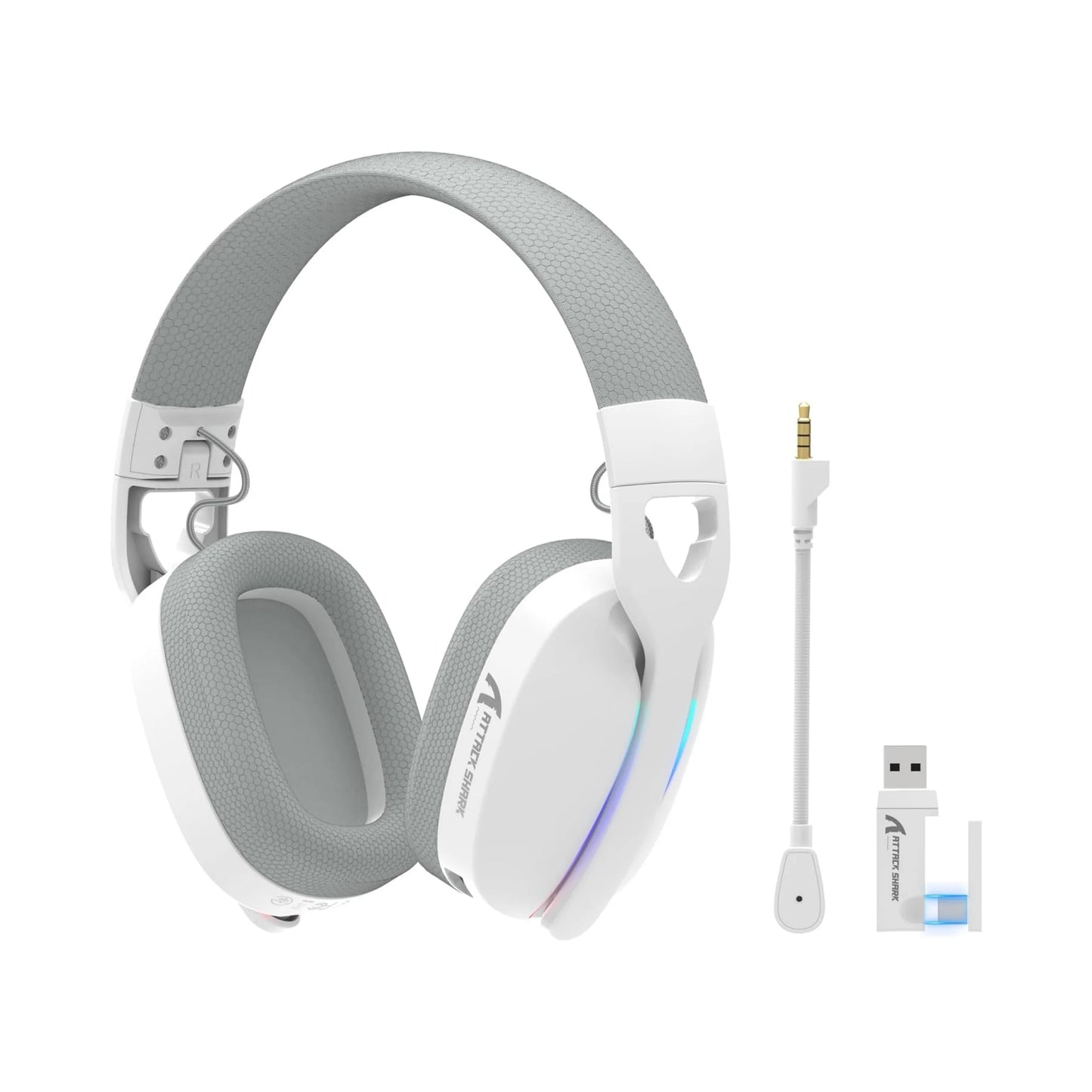 MAMBASNAKE x ATTACK SHARK L80 Wireless Gaming Headset, 2.4Ghz USB Gaming Headphones with Bluetooth 5.2, 50H Battery