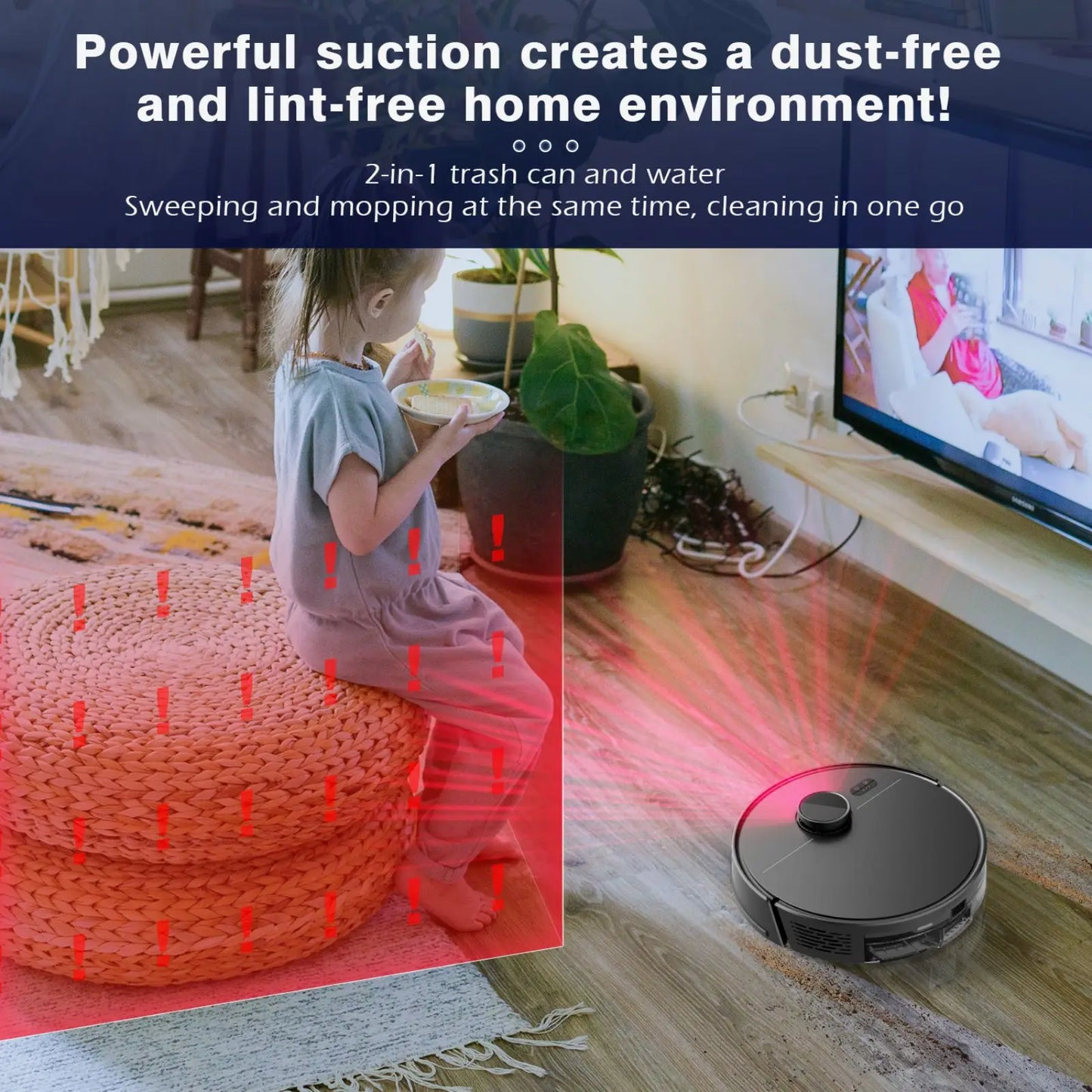 Saerke Robot Vacuum Cleaner, LiDAR Navigation,APP Virtual Barrier,2600PA Suction,Smart Home Mop,Floor Carpet Washing Appliance