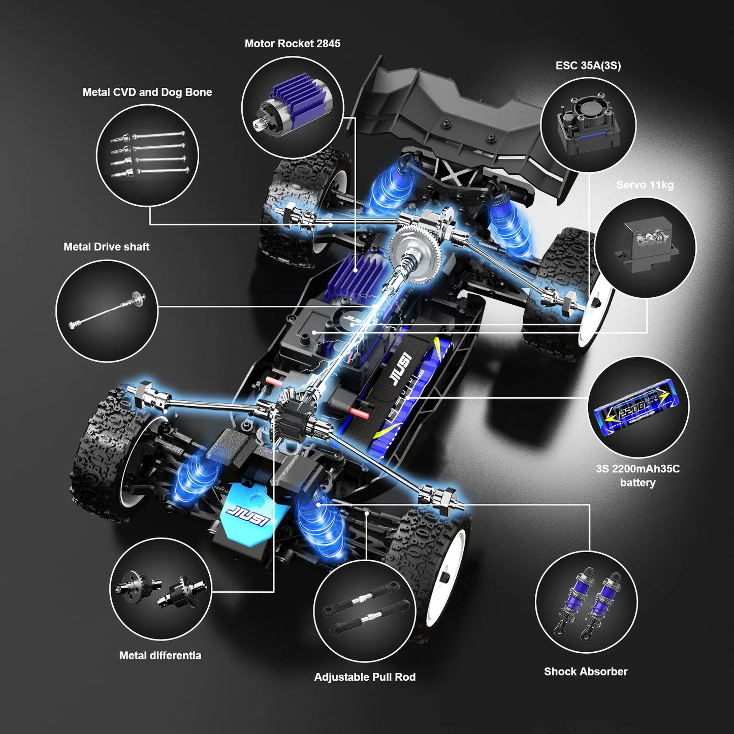 JIUSI WB12 PRO 1/12 4WD Brushless RC Car 2.4G Remote Control Racing Car 80km/h High Speed Drifting off-road Vehicle RC Toys
