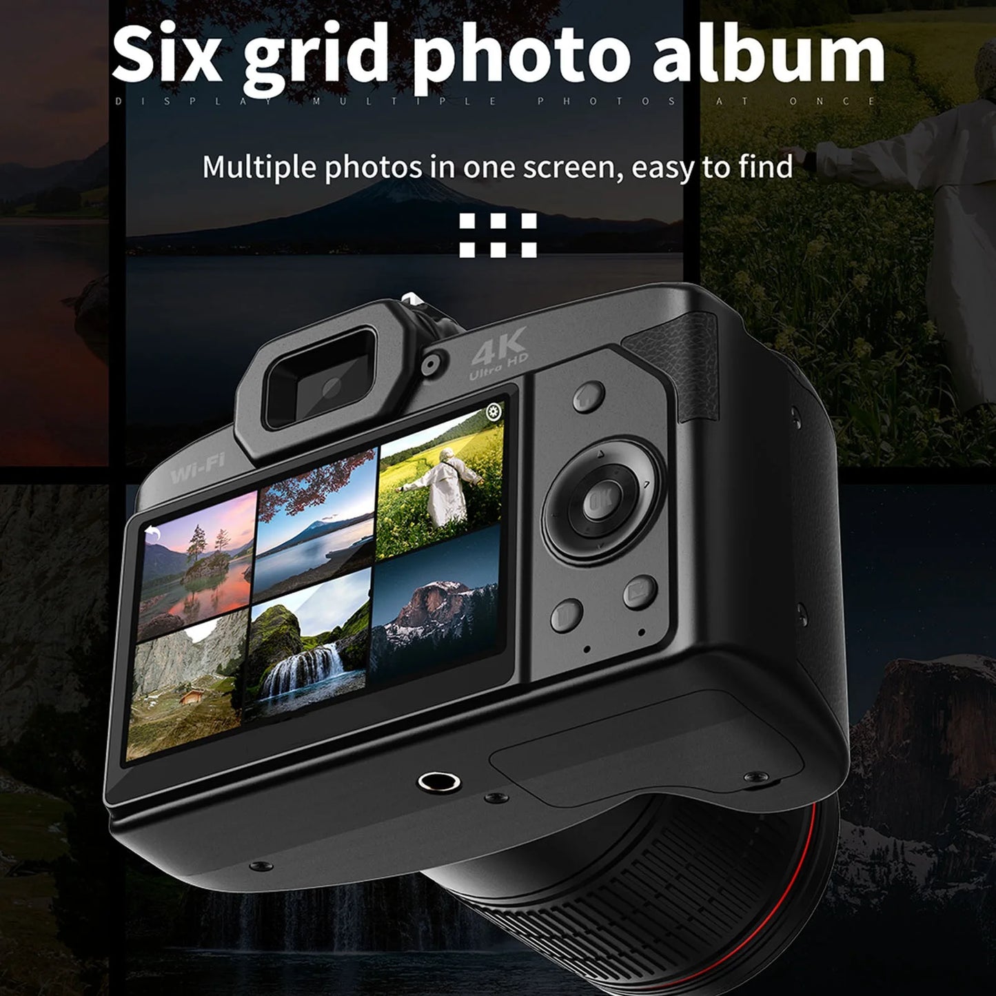 3 Inch  Digital Camera 4K 64MP Color Display 16X Digital Zoom HD Digital Camera for Photography Video WiFi Digital Camera