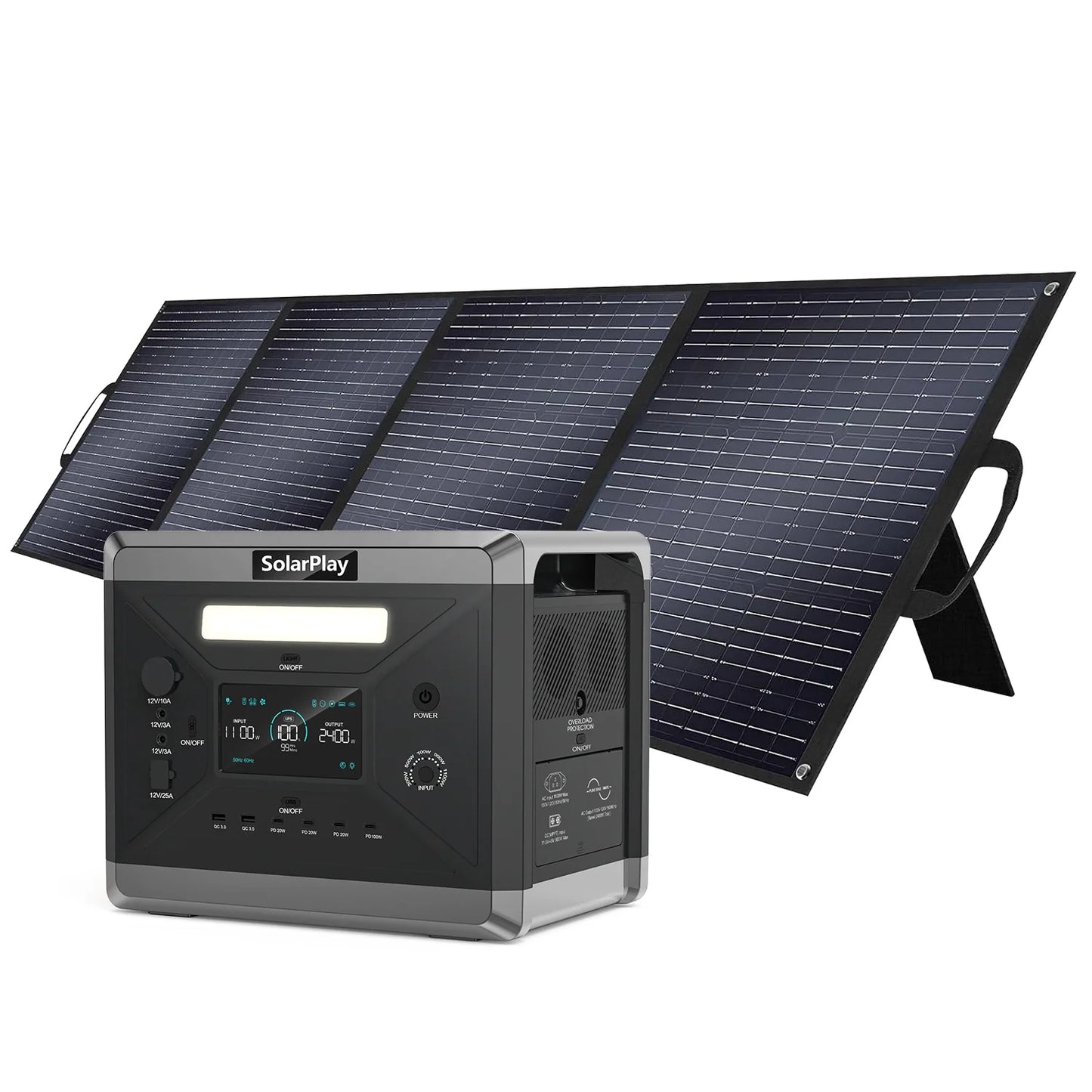 Solar Generator 2160WH 2304WH Long-life LiFePO4 Portable Power Station & 200W Solar Panel  for Home Campervan Up to 2400W Output