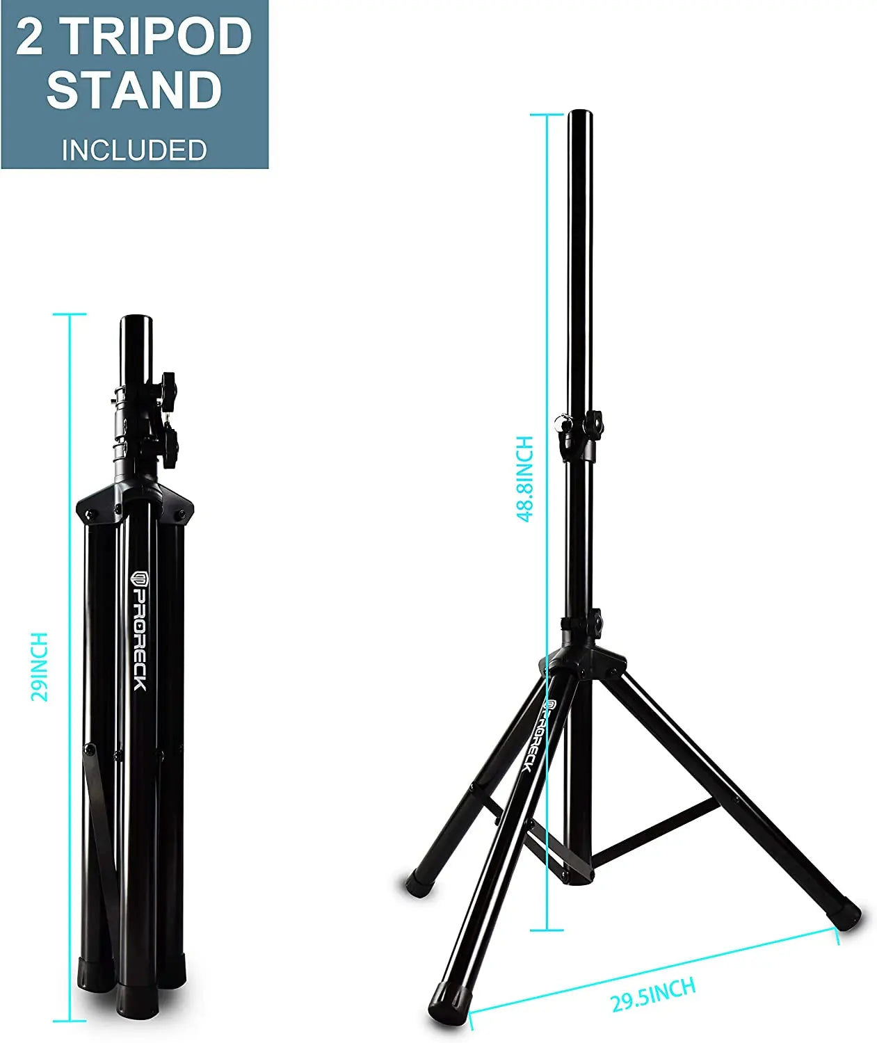 PRORECK Powered MX15 15inch 2500W Bluetooth PA System Mixer/Amp with Stands/Mic Effect Controller 48V Phantom Power, DJ SET