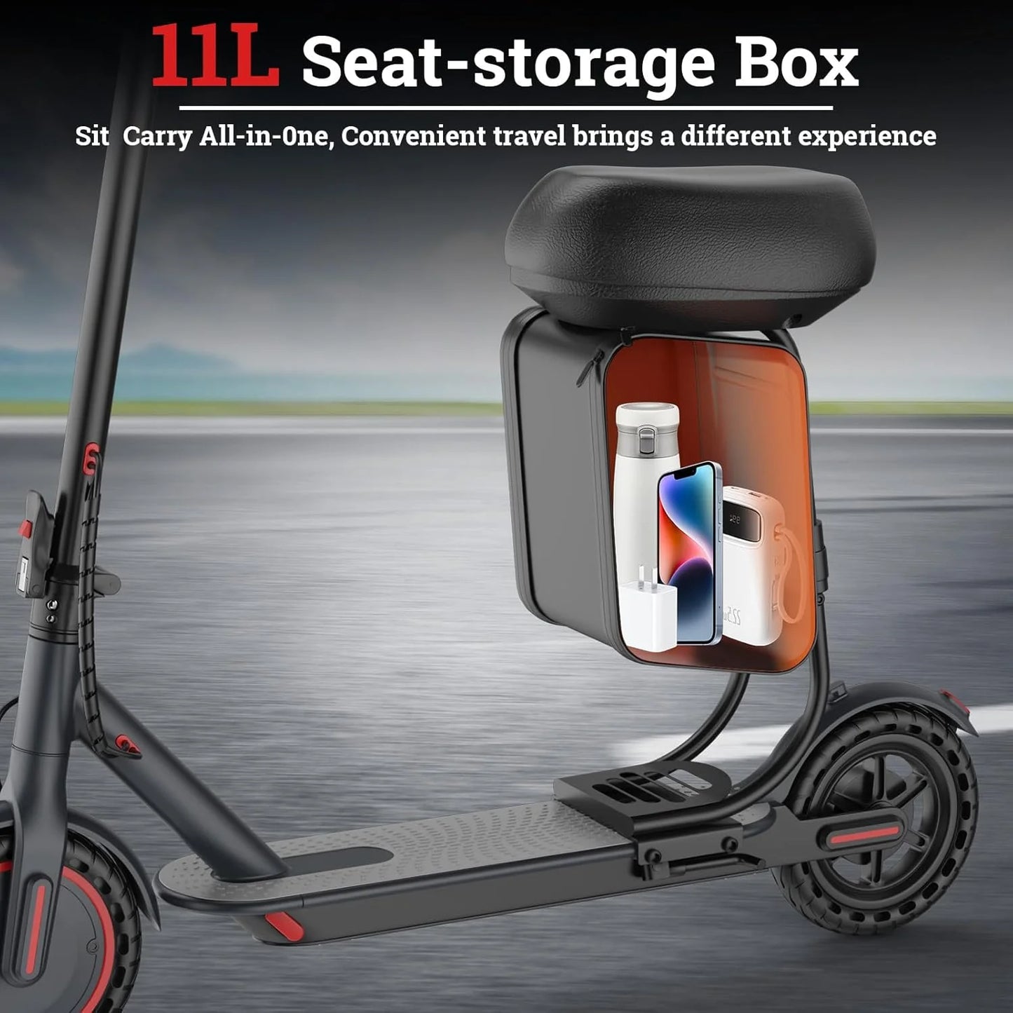 8.5‘’ LADPED LP60 Electric Scooter 350W Motor 36V 5.2Ah Battery 19mph Max Speed Up to 16miles Range Foldable Scooter with Seat