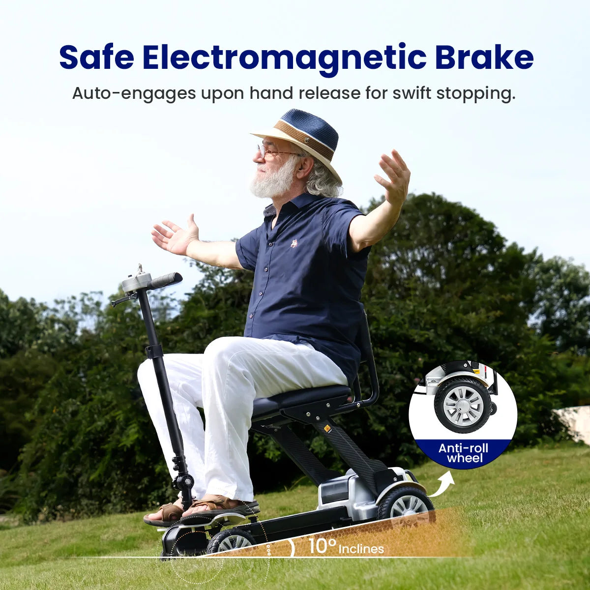 Foldable Carbon Fiber Mobility Scooter for Seniors | Electric Powered, 4-Wheel Stability, Rechargeable Battery